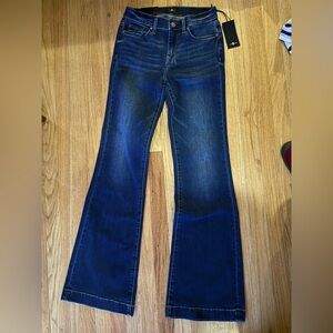 7 For All Mankind Women's Blue Flared Jeans Dojo Slim Illusion